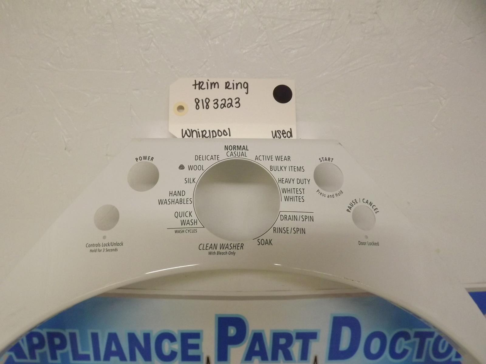Whirlpool Washer 8183223 Trim Ring Used Whirlpool Washer 8183223 Trim Ring Used